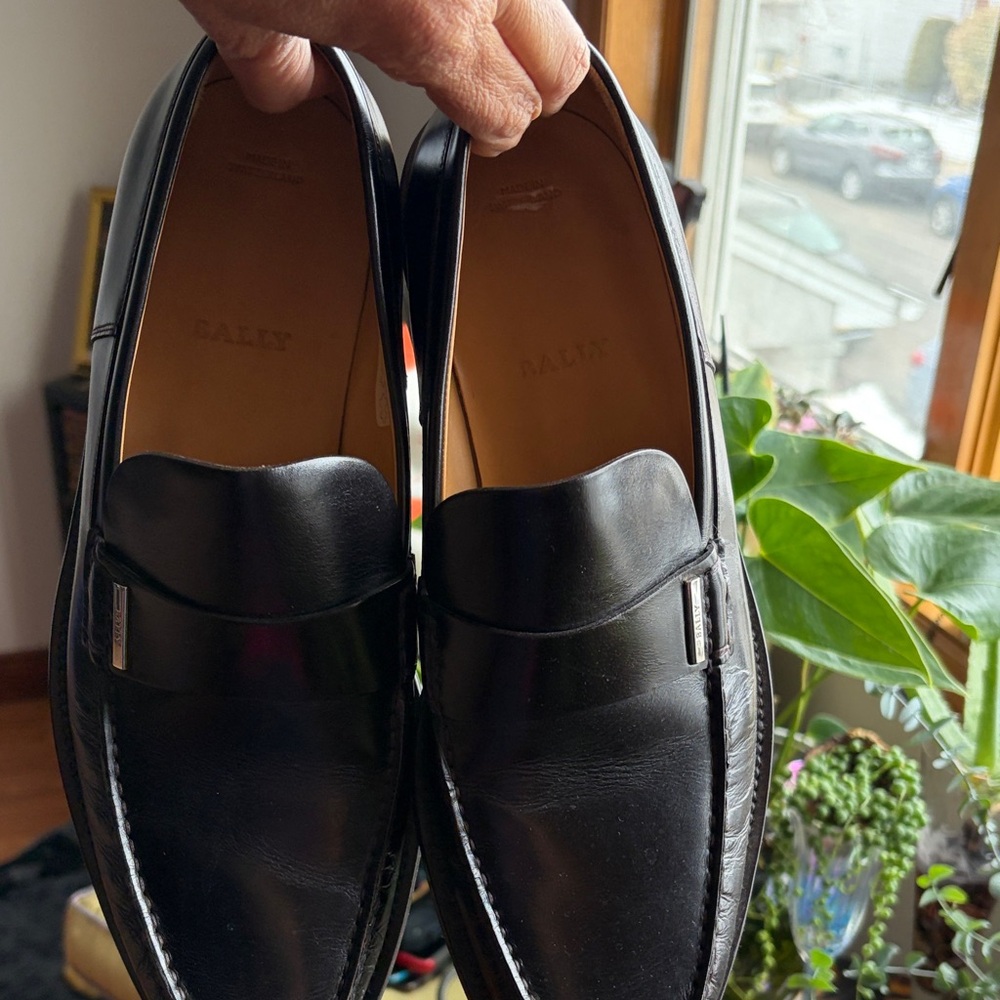 Bally Men's Black Leather Slip-On Loafers